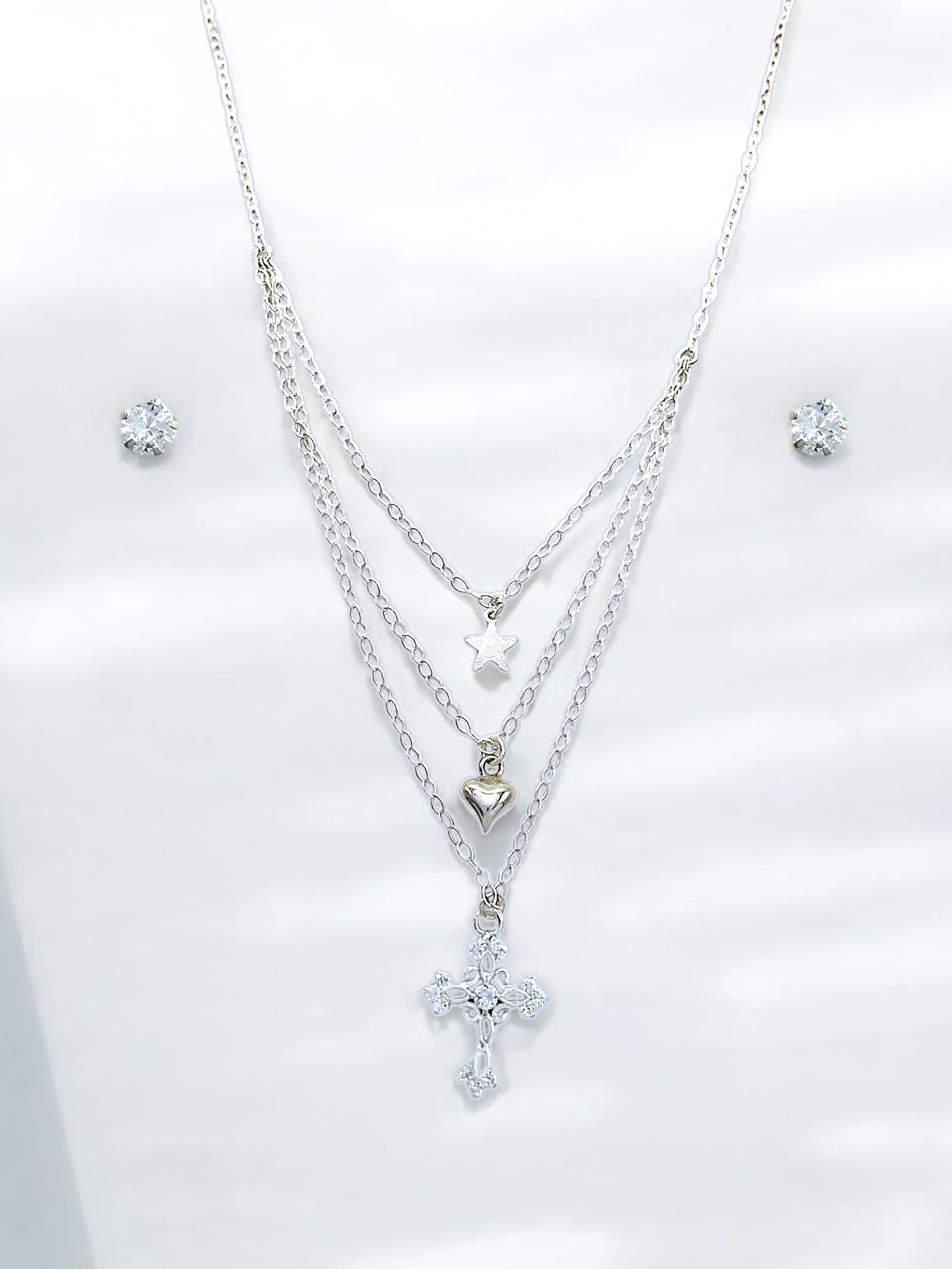 Silver Cross Diamond Set A175