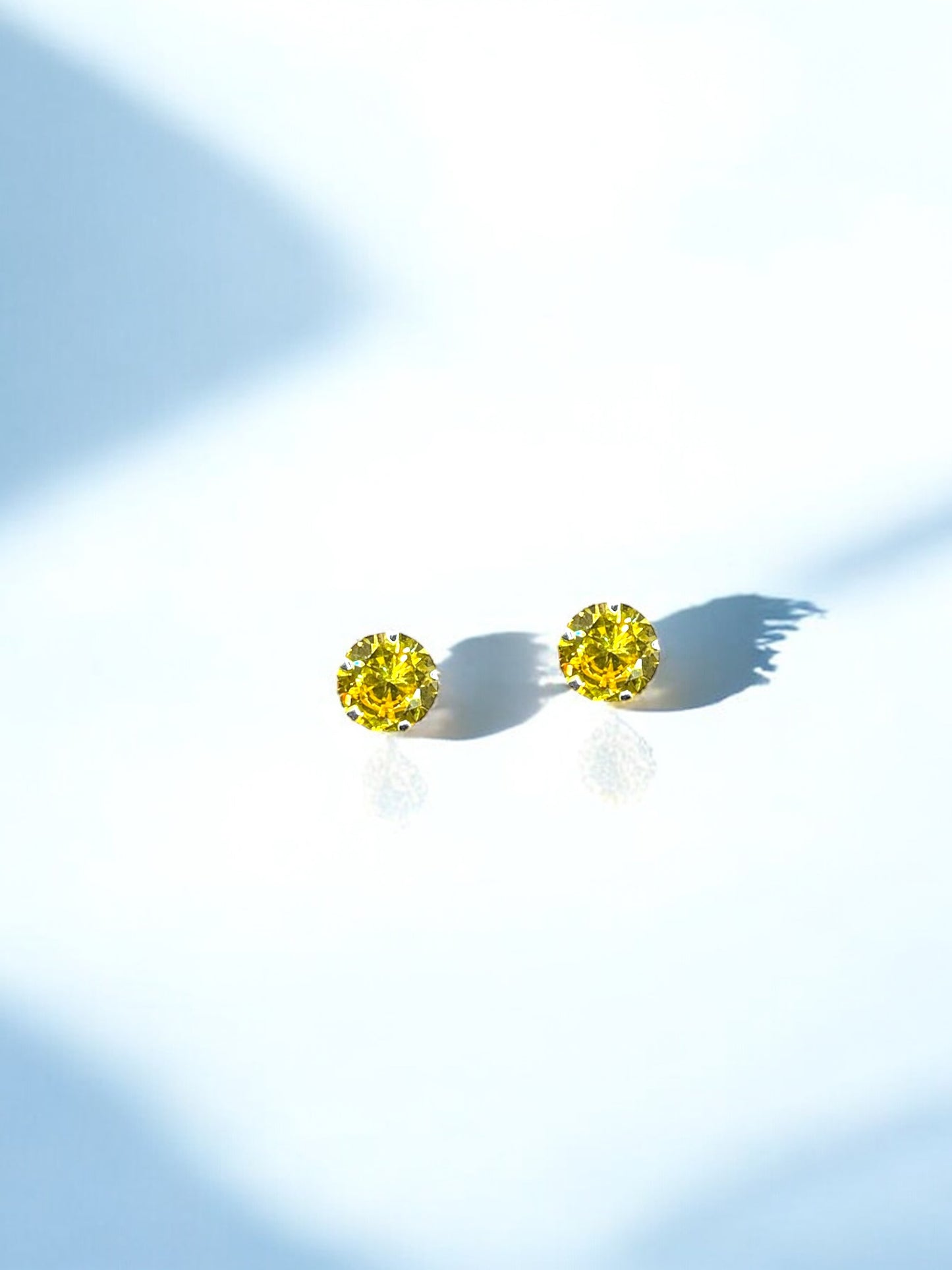 Yellow Round Silver Earrings A6