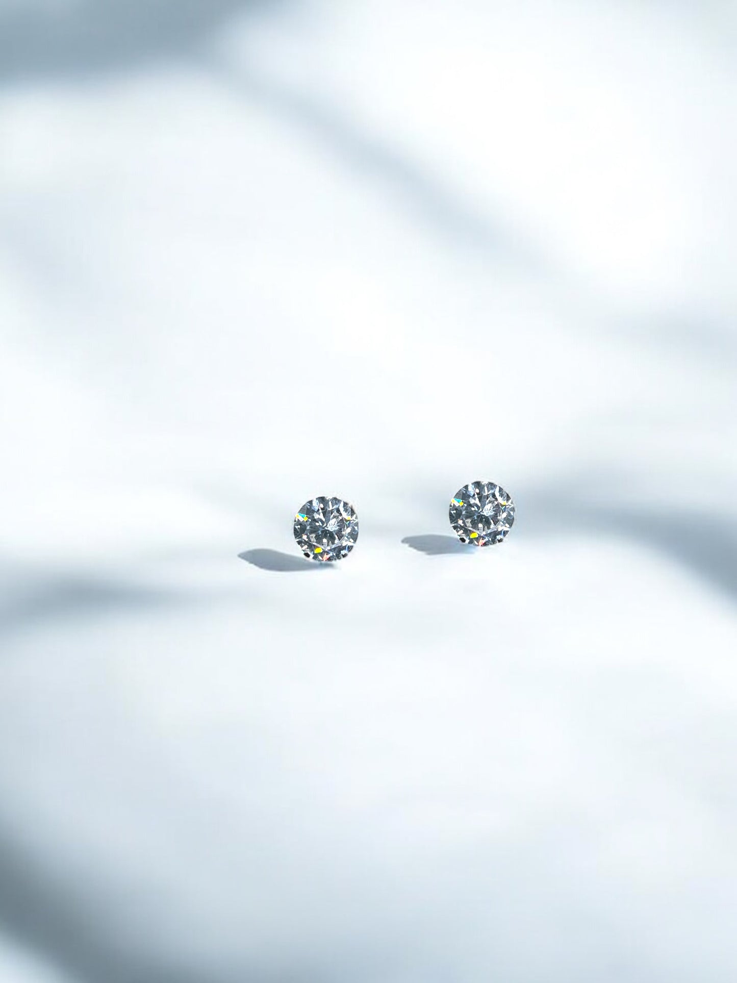 Small Silver Diamond Round Earrings A12