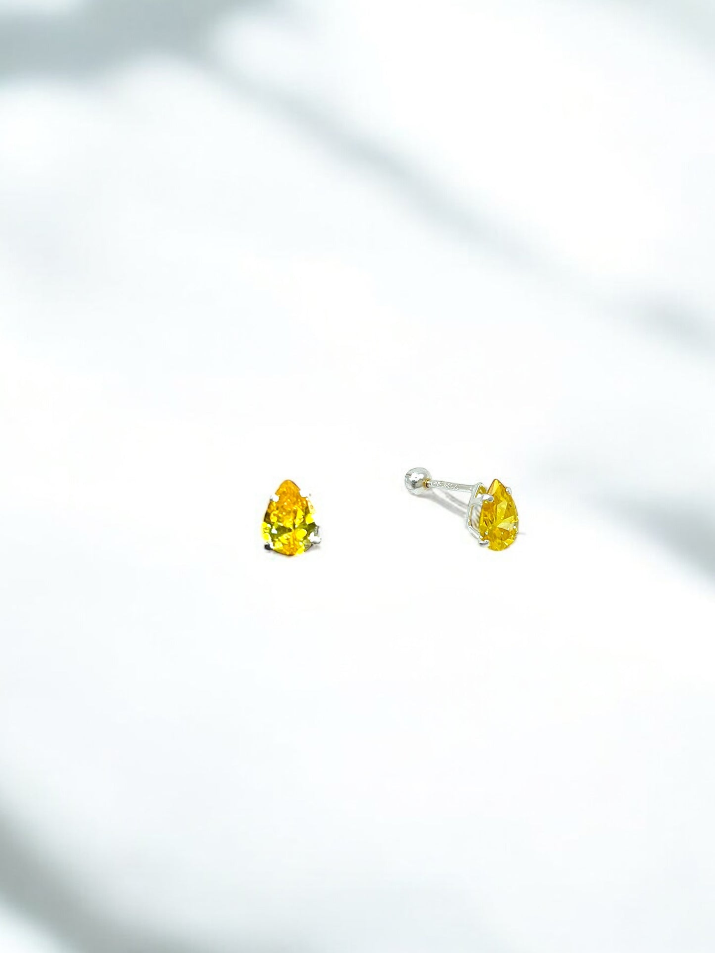 Silver Yellow Drop Earrings A21