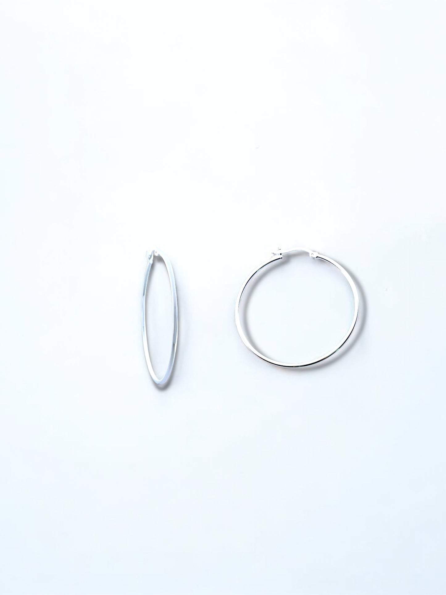 Silver Medium Simple Hoop Earrings A47