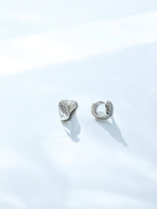 Small Silver Heart Hoop Earrings A15