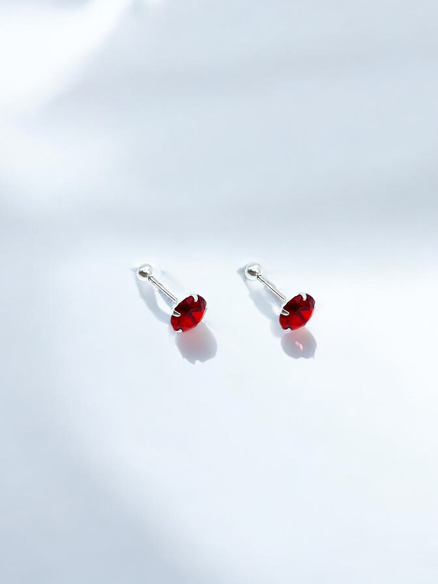 Red Silver Round Earrings A3