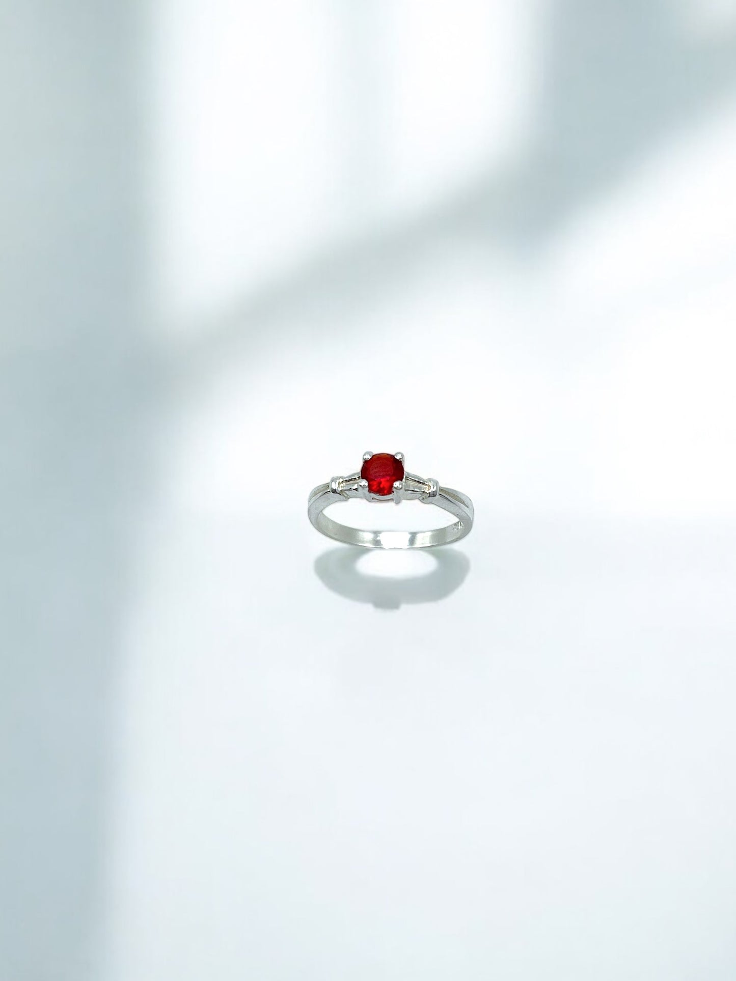 Silver Red Stone Ring A101