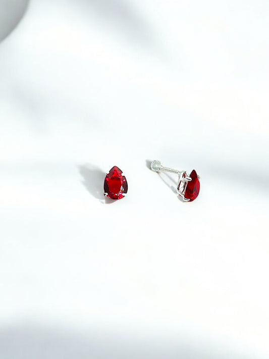 Red Silver Drop Earrings A4