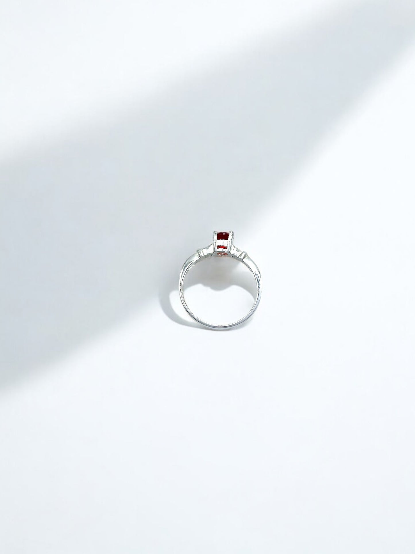 Silver Red Stone Ring A101