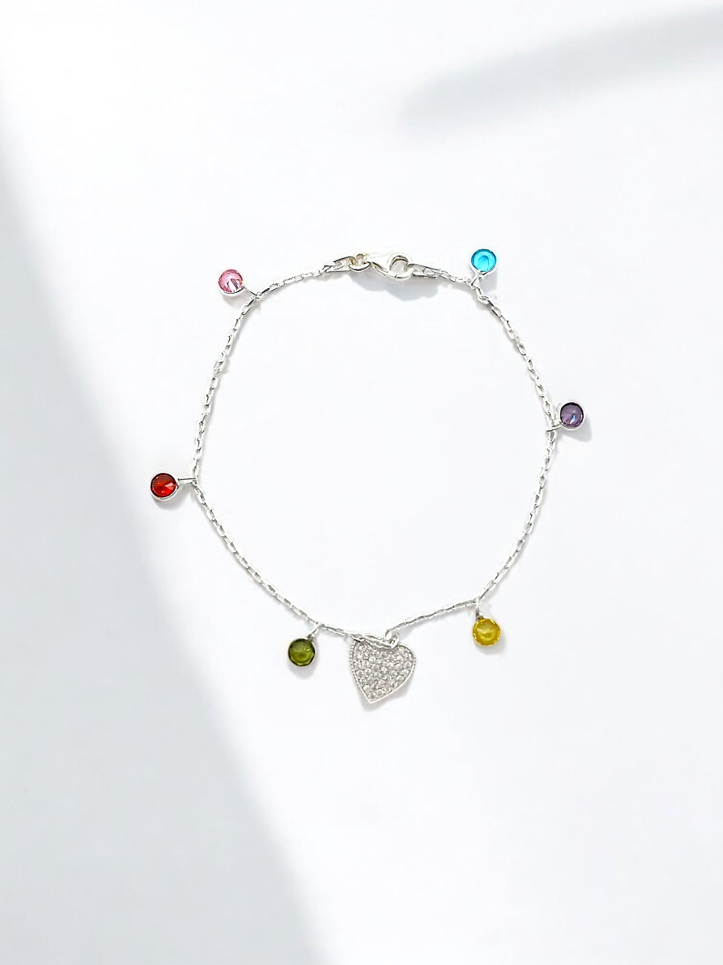 Silver Multi-Colored Heart Bracelet A141