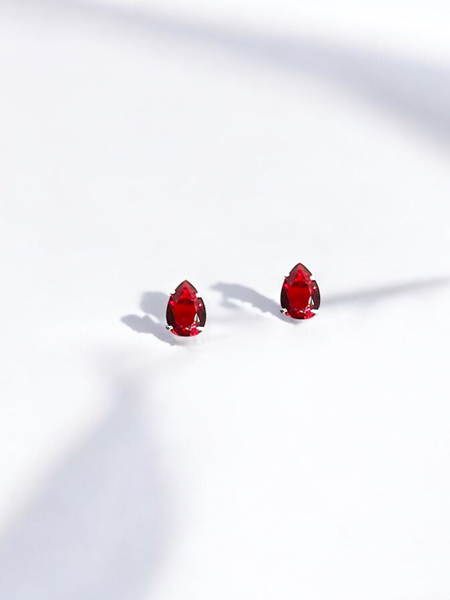 Red Silver Drop Earrings A4