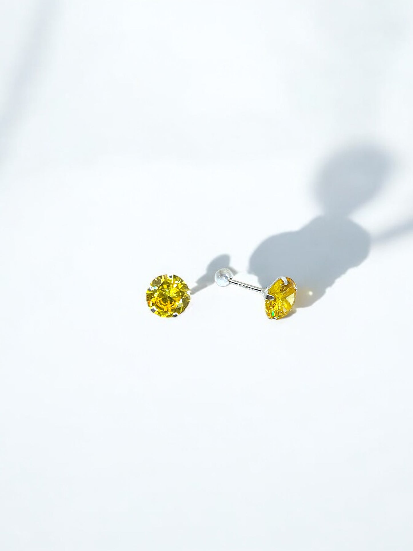 Yellow Round Silver Earrings A6