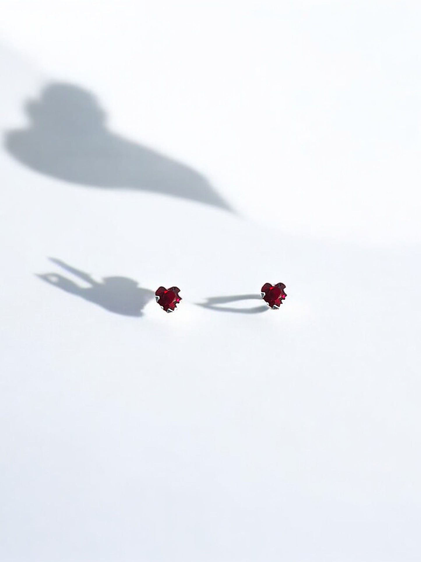 Silver Red Heart Earrings A24