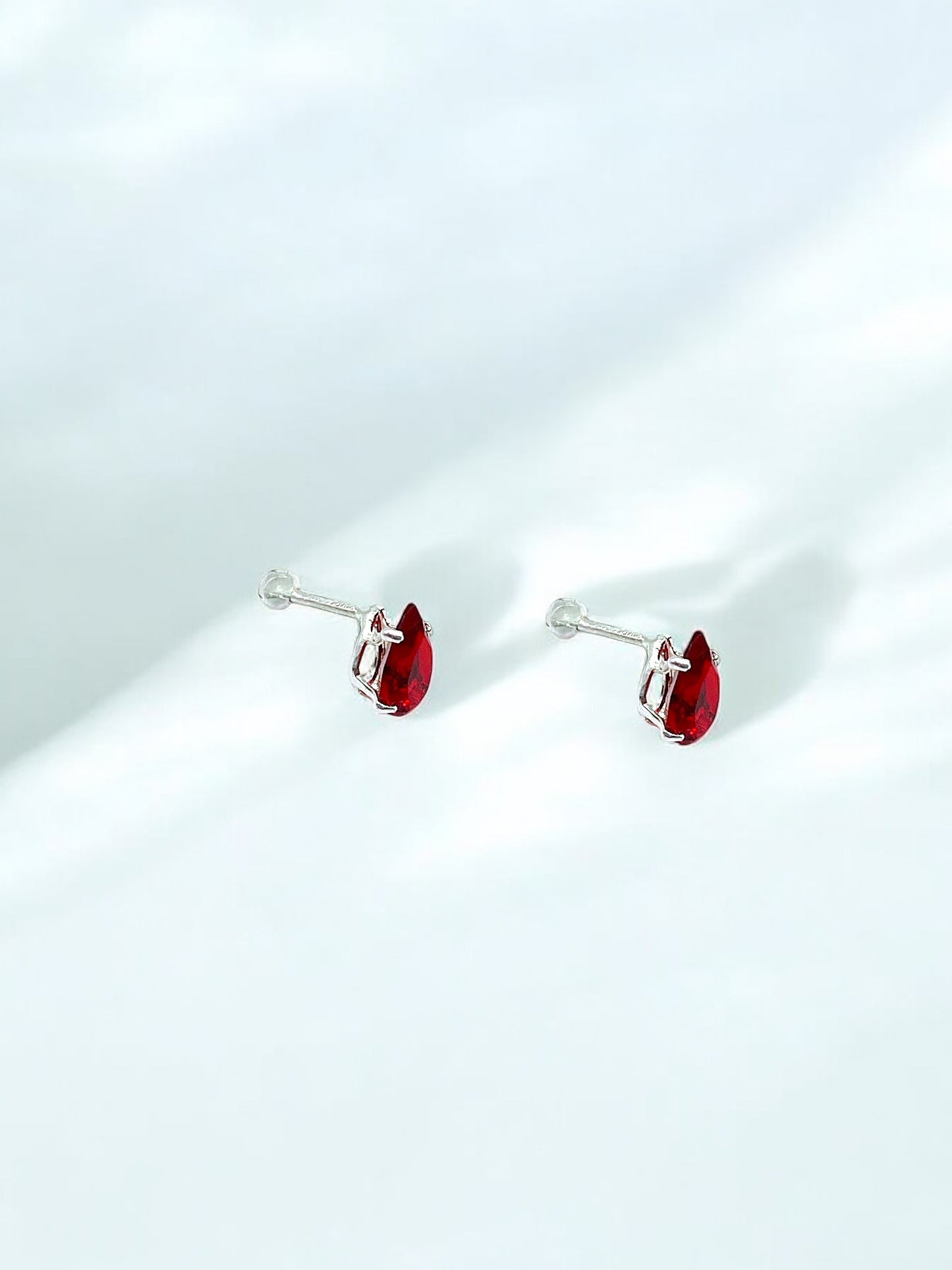 Red Silver Drop Earrings A4