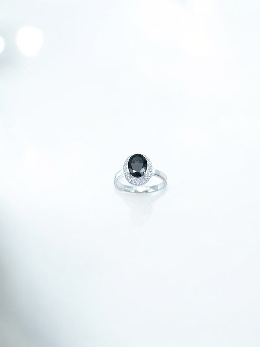 Silver Black Diamond Ring A108