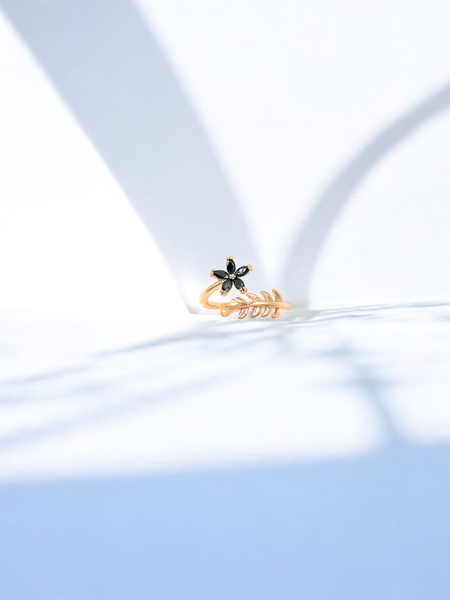 High Quality Black Flower Adjustable Ring A79