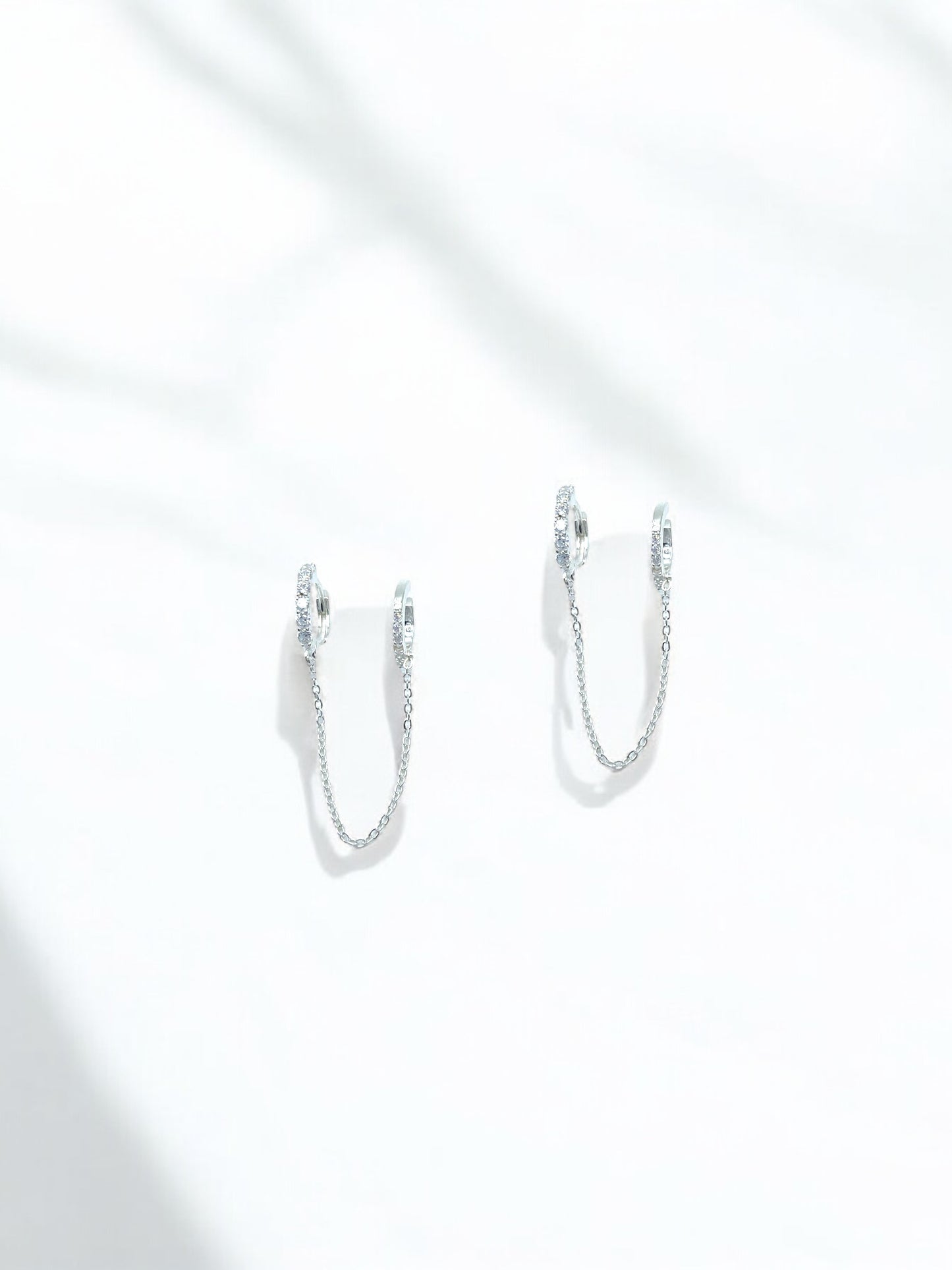 Silver Hoop Chain Earrings A41