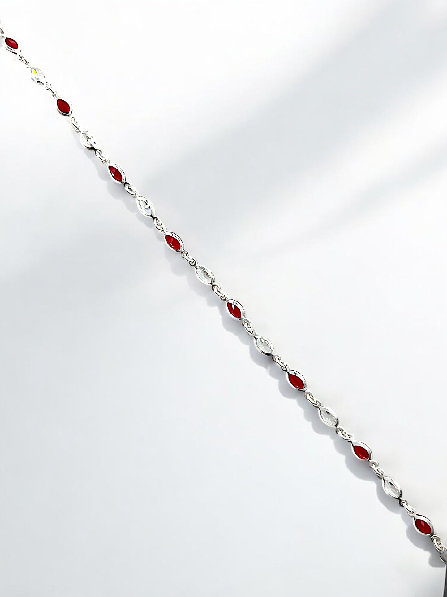 Silver Red Stones Bracelet A139