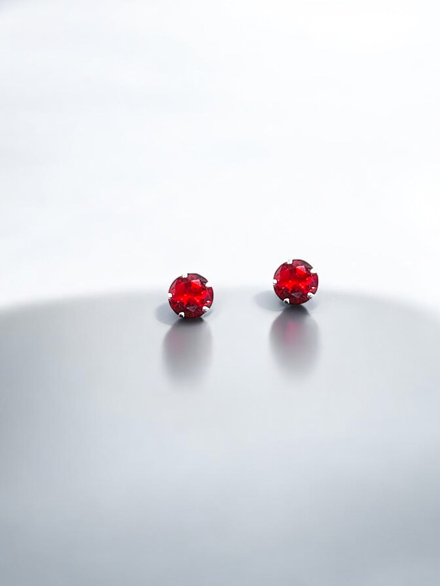 Red Silver Round Earrings A3