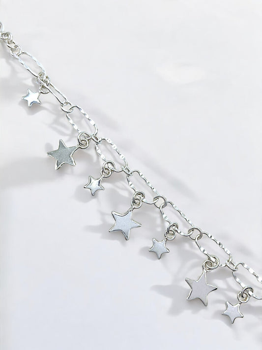 Silver Star Charms Bracelet A152