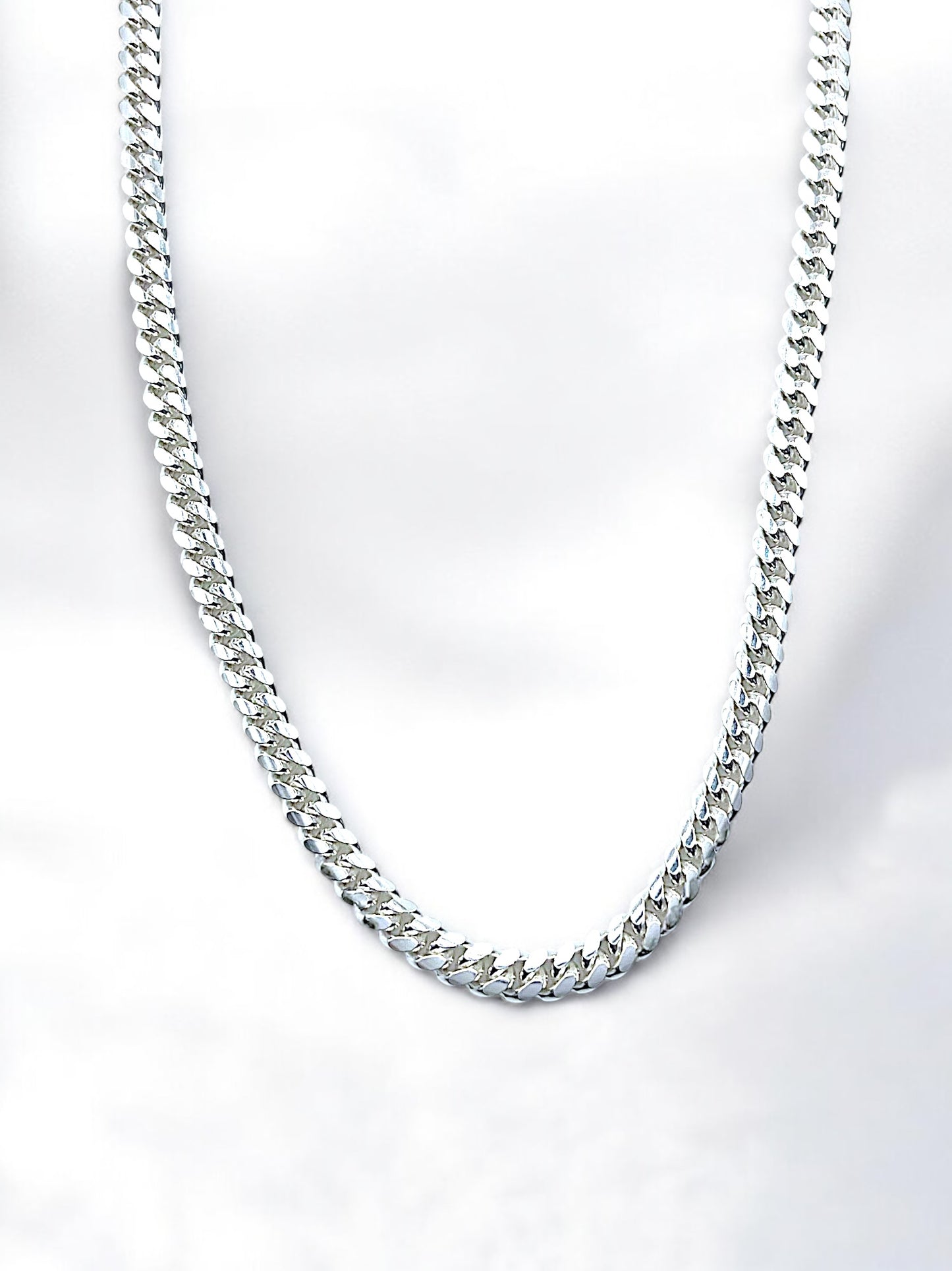 Silver Closed Cuban Chain 24" 6mm A158