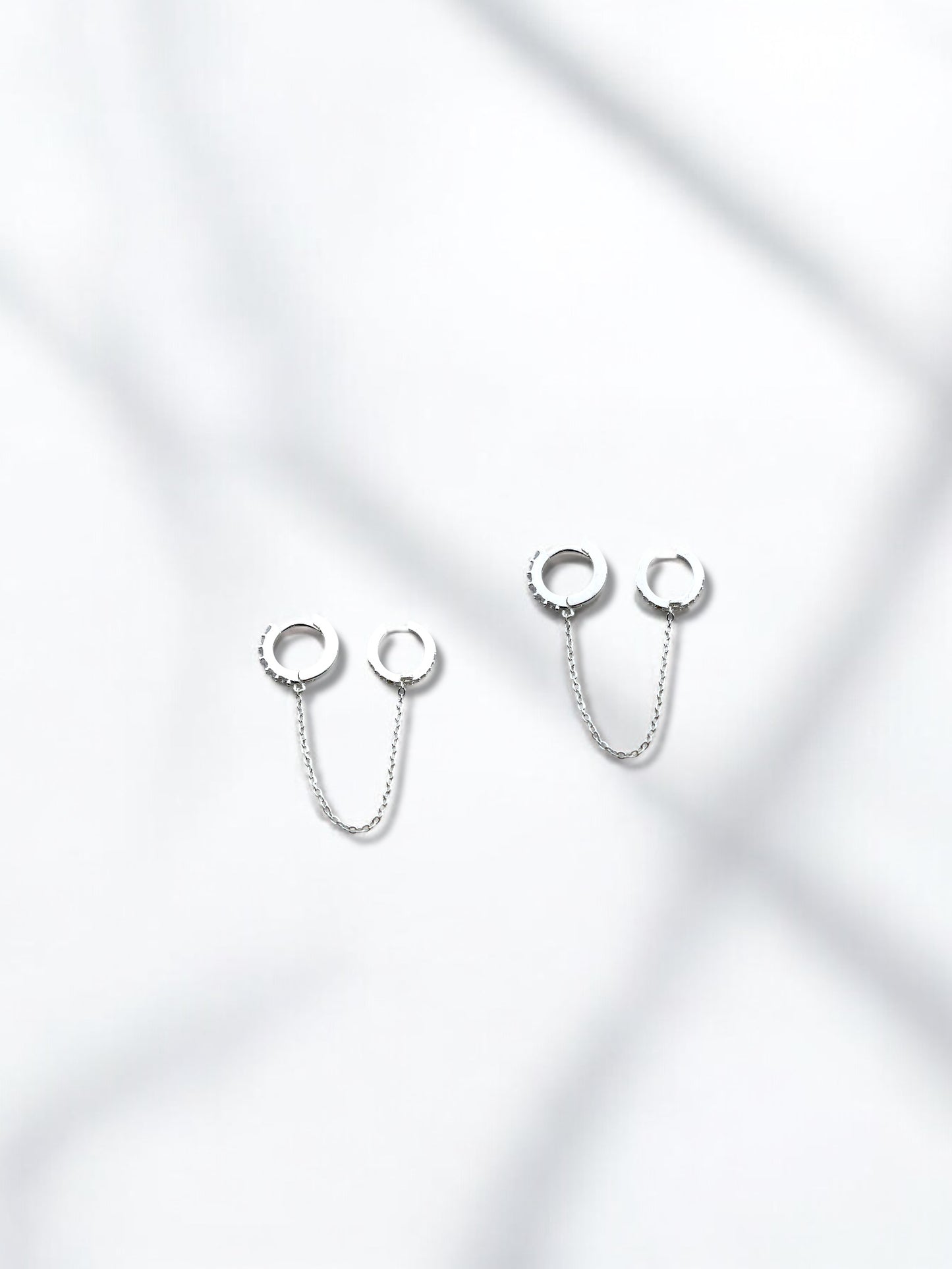 Silver Hoop Chain Earrings A41