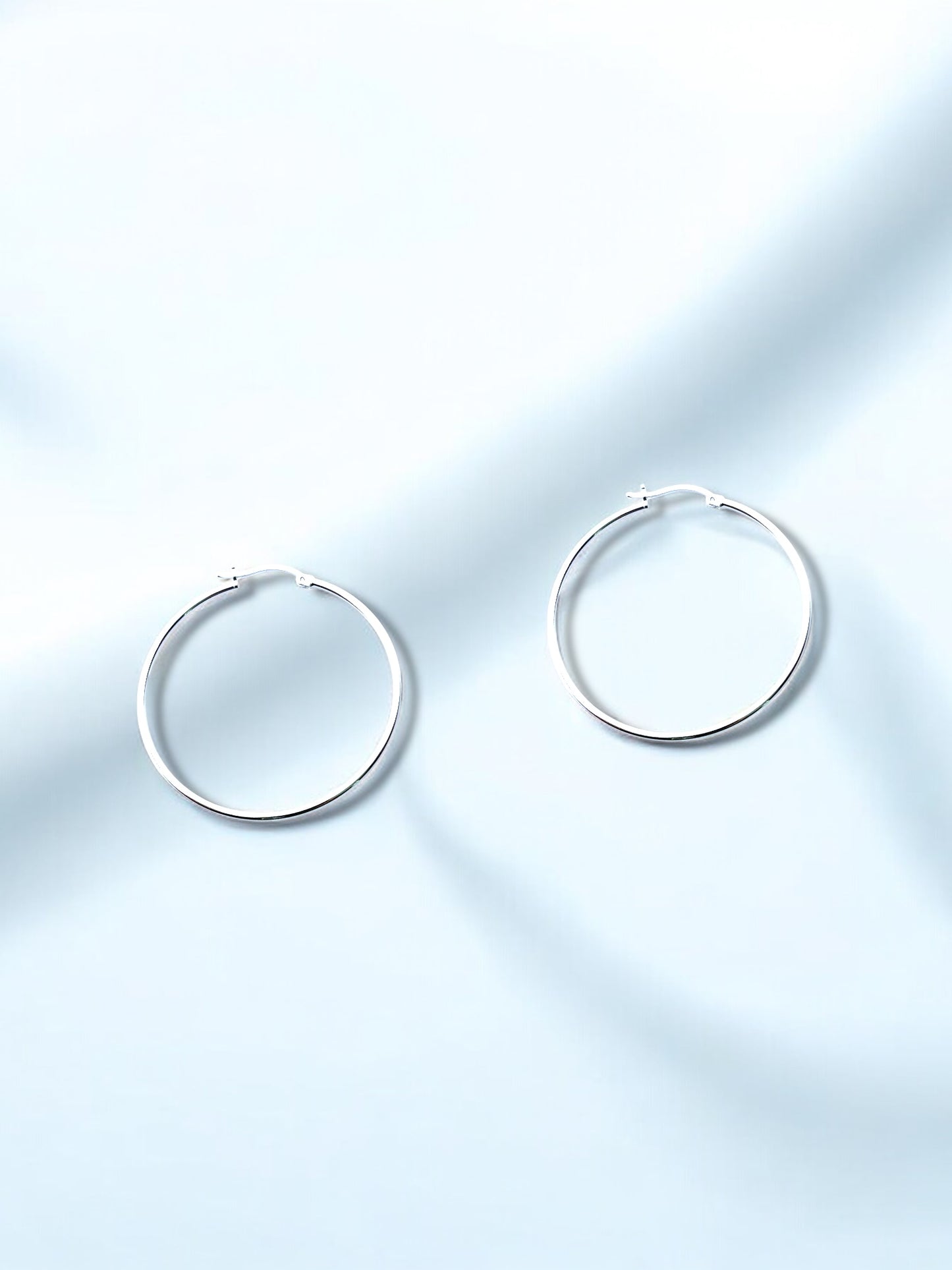 Silver Medium Simple Hoop Earrings A47