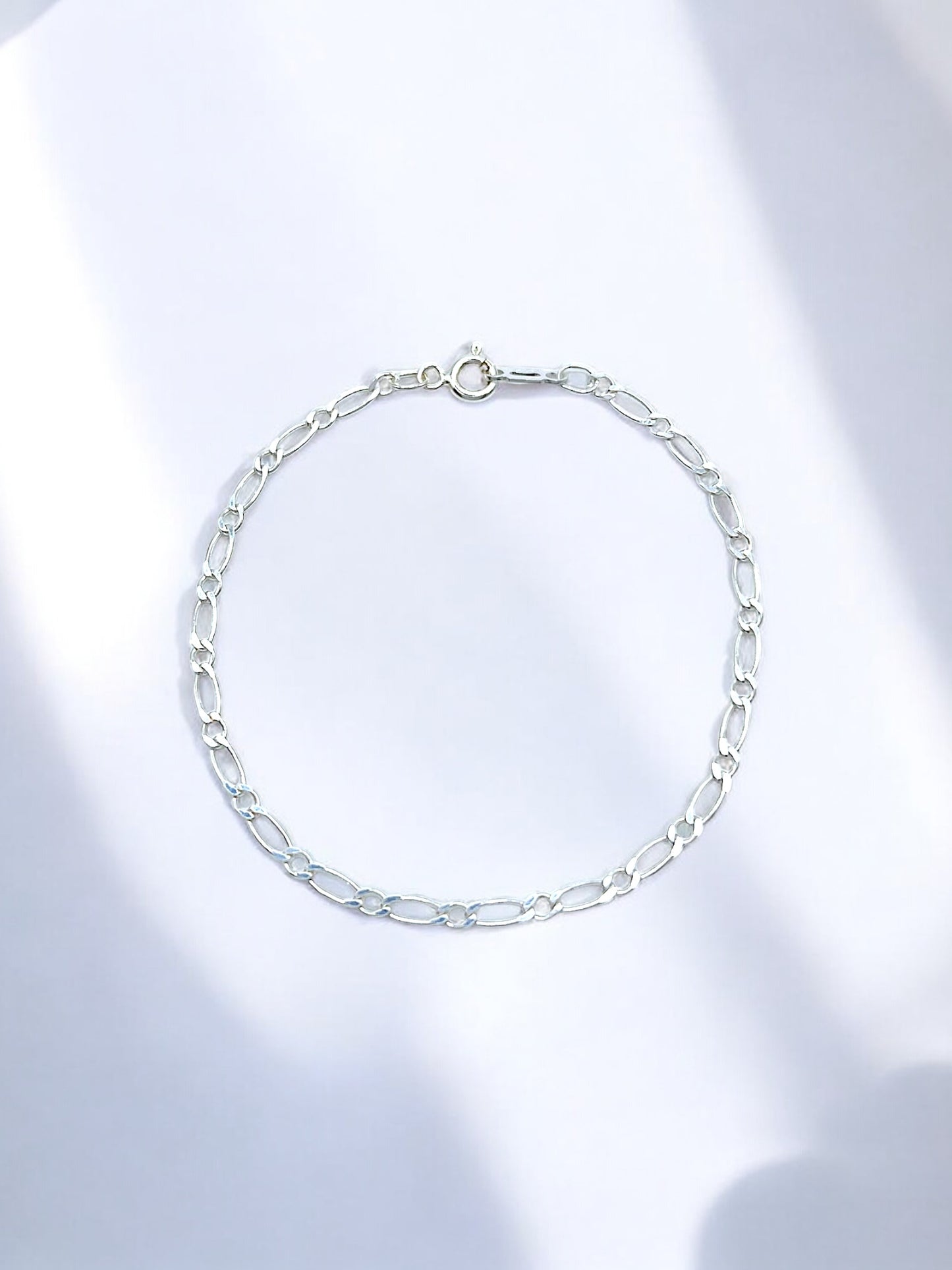 Silver Figaro Bracelet A157