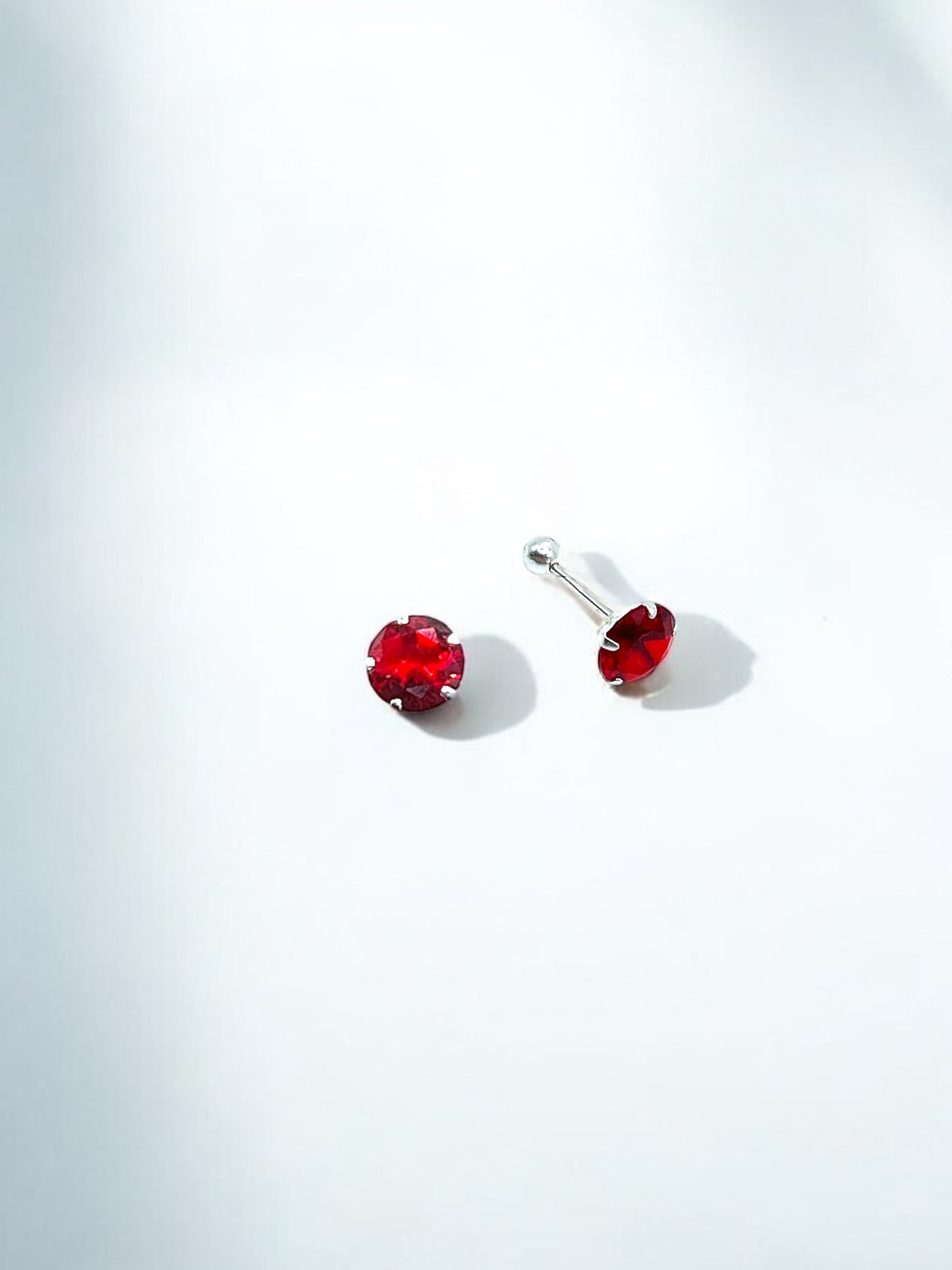 Red Silver Round Earrings A3