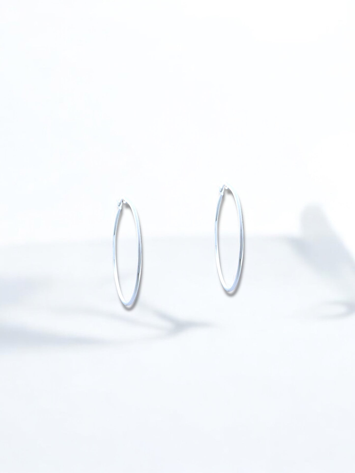 Silver Medium Simple Hoop Earrings A47