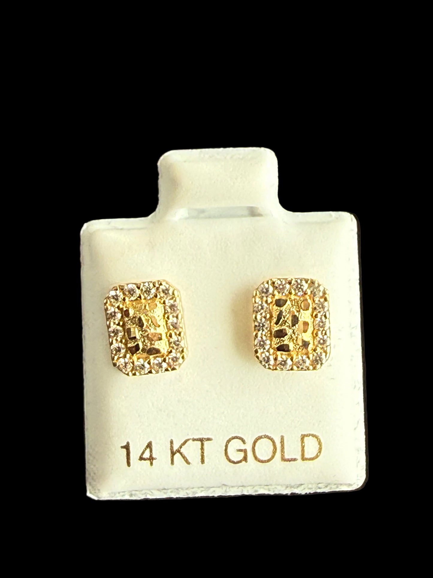 Rectangular Pavé Nugget Earrings