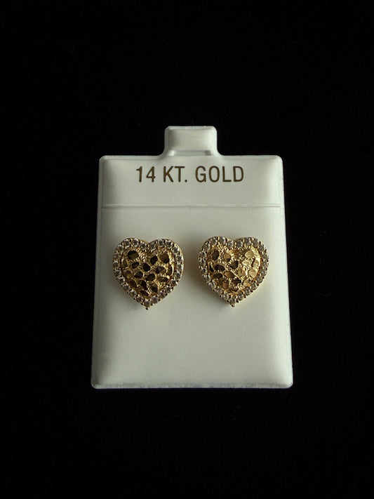 Pavé Heart Nugget Earrings