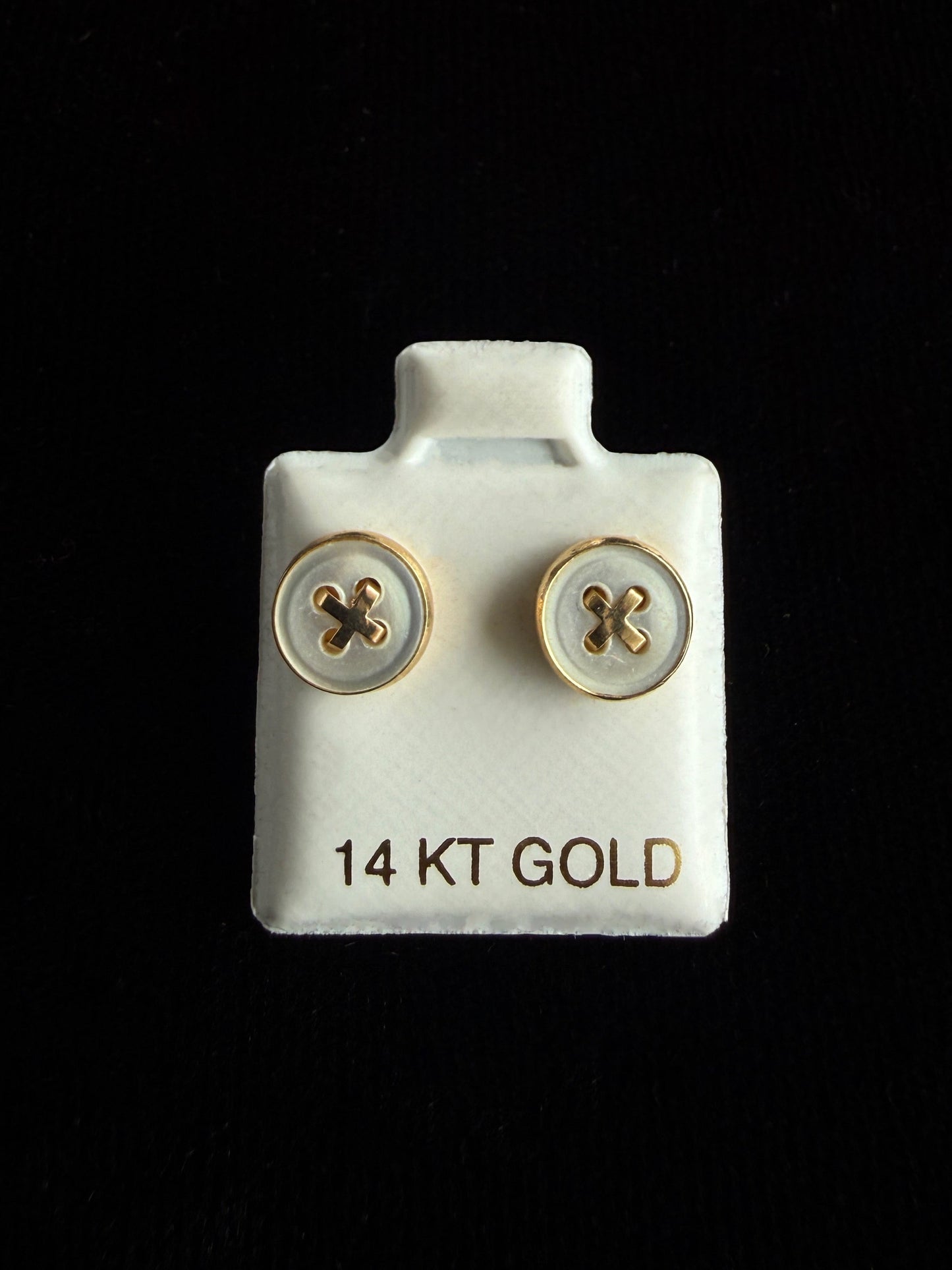 White Button Earrings