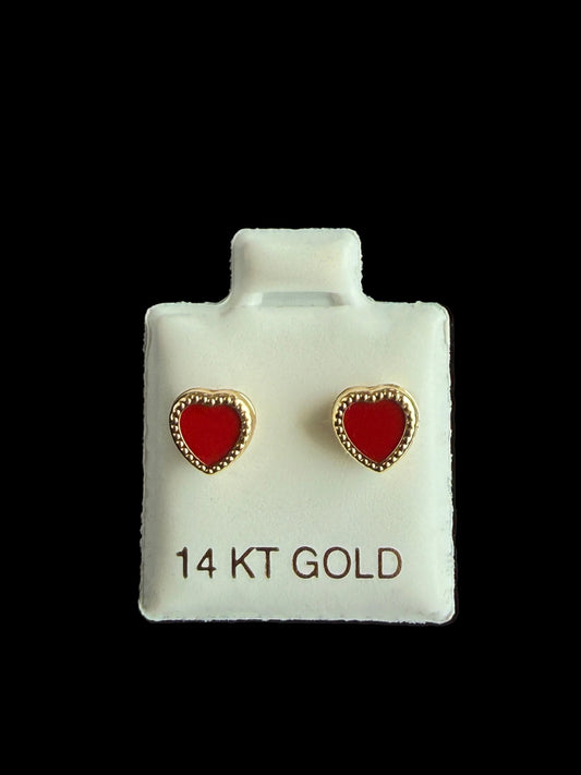 Red Enamel Heart Earrings